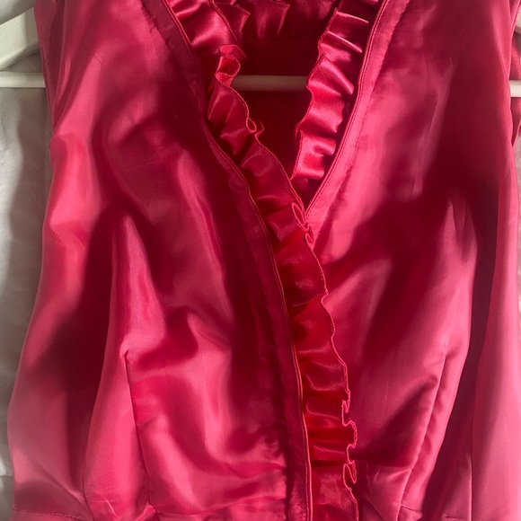 Fuchsia Pleated Dress, Wedding Inspired, Satin, Size 10 - Picture 4 of 5